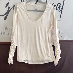 Fit collective Women's Cream V-Neck Top size m